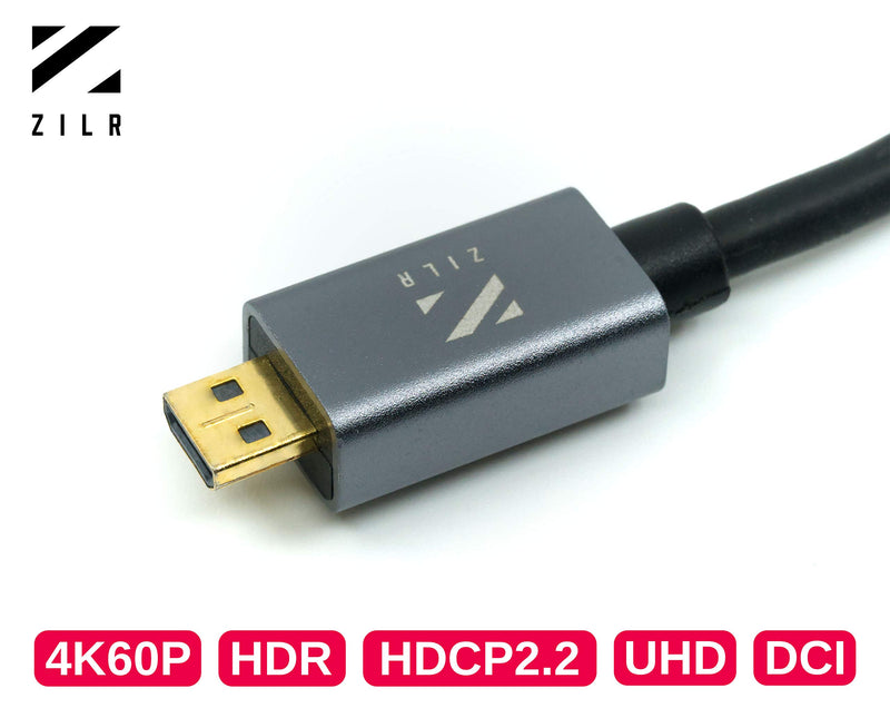 ZILR 10bit High Speed HDMI Cable 4K HD Ethernet HDMI Type A to Type D Micro 1M HDMI Cable Ultra HDMI Cable 4K HDCP2.2 4K HDMI Camera HDMI Cable HDMI 2.0 Type A -Type D (Micro) 1m