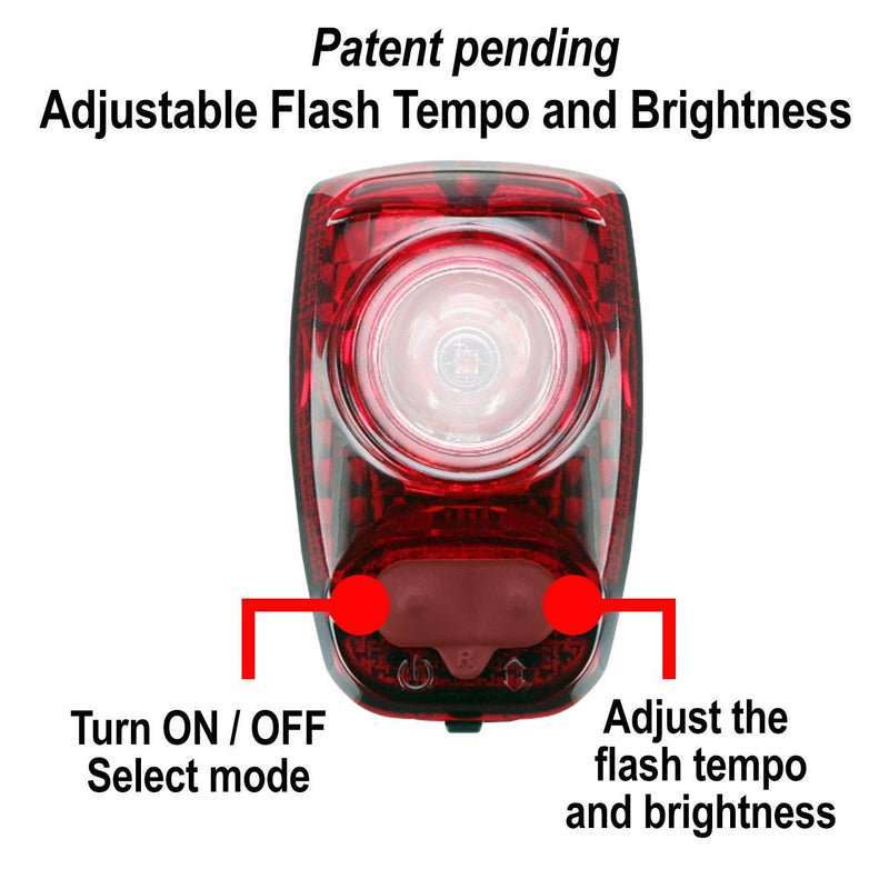 Cygolite Hotshot SL– 50 Lumen Bike Tail Light– 6 Night & Daytime Modes– User Tuneable Flash Speed– Compact Design– IP64 Water Resistant– Secured Hard Mount– USB Rechargeable– Great for Busy Roads