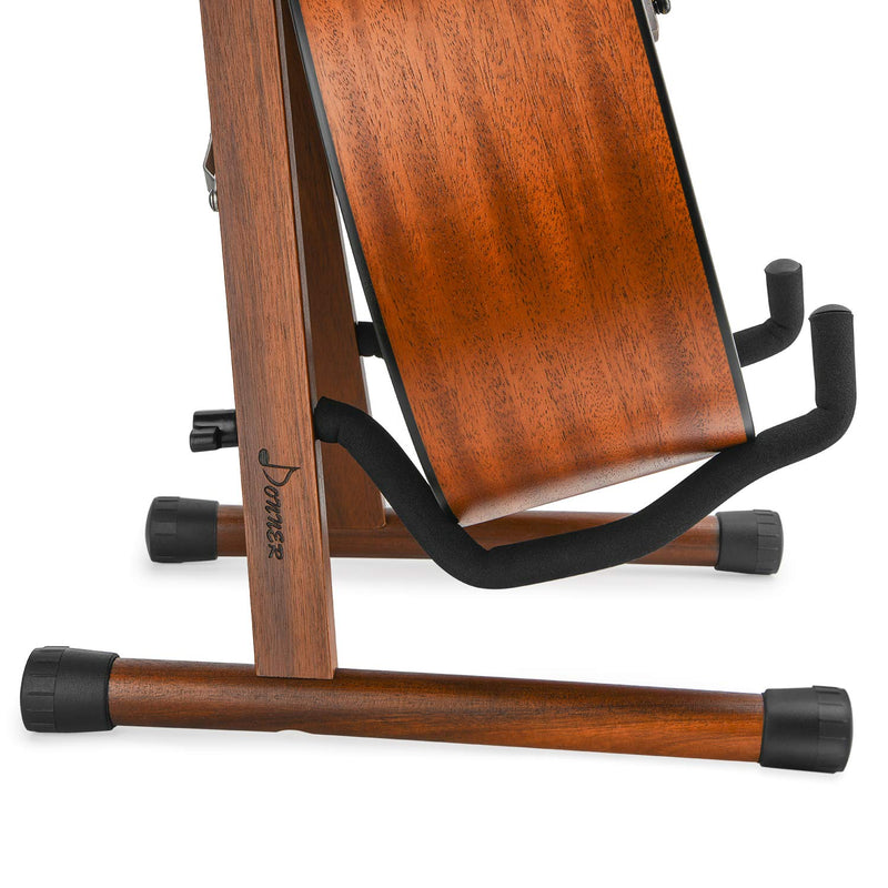 Donner Wood Guitar Stand, Acoustic Electric Guitar Floor Stand, A Frame Folding Guitar Holder Adjustable for Bass, Cello, Mandolin, Banjo, Ukulele