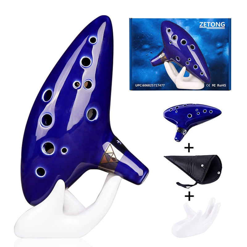 zetong Legend of Zelda Ocarina 12 Hole Alto C with Textbook and Protective Bag, Perfect for Beginners and Professional Performance Blue 12 Loch