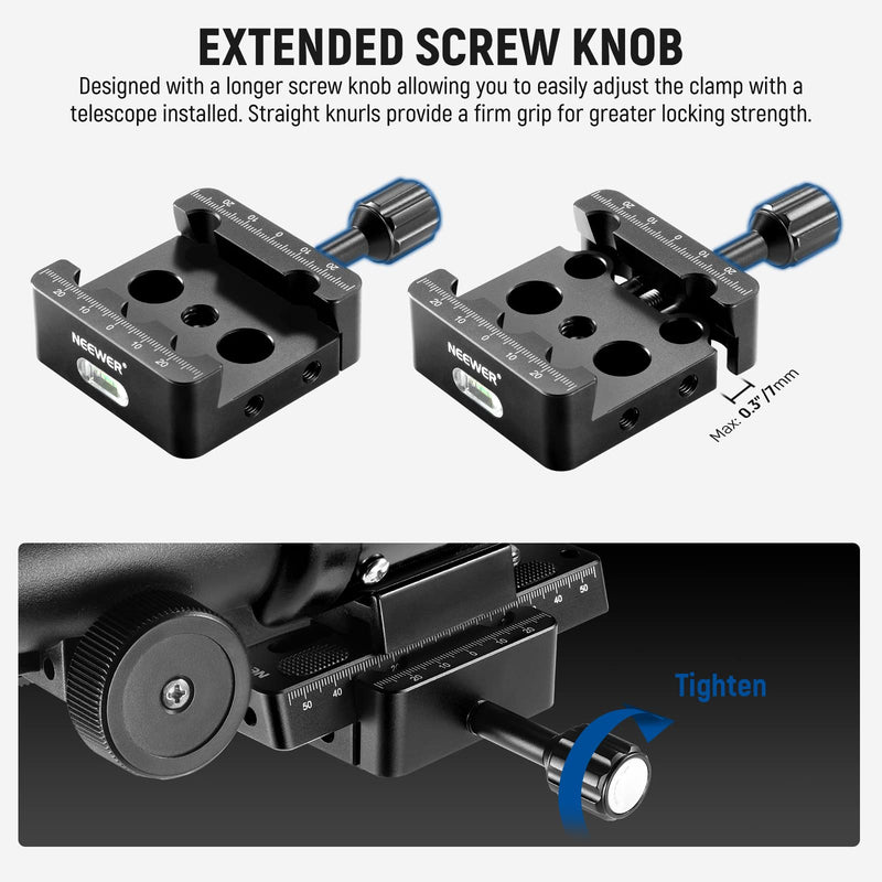 NEEWER Telescope Mount Tripod Adapter Base Saddle Clamp for Vixen Style Dovetail Bars, with M6 M8 Countersunk Bores for Astronomical Astronomy OTA Equatorial Head, Drop in Mounting Supported, QR011