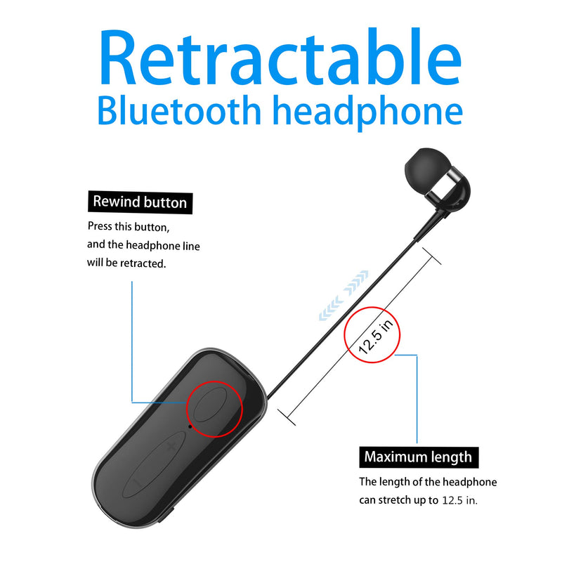 Bluetooth Headset Wireless Earpiece with Microphone for Cell Phones/iPhone/Samsung/Lg, HandsFree Calling Noise Cancelling, NILEWEI Bluetooth V4.1 Single Earbud for Office Trucker Driver(Retractable)