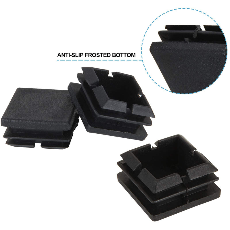 100Pack 1inch Square Tube End Caps, Black Square Plastic Plug Durable Glide Insert Pipe Covers, Small Tubing Post End Caps for Square Tubing Chair Table Stool Leg, Furniture Legs Replacement Caps