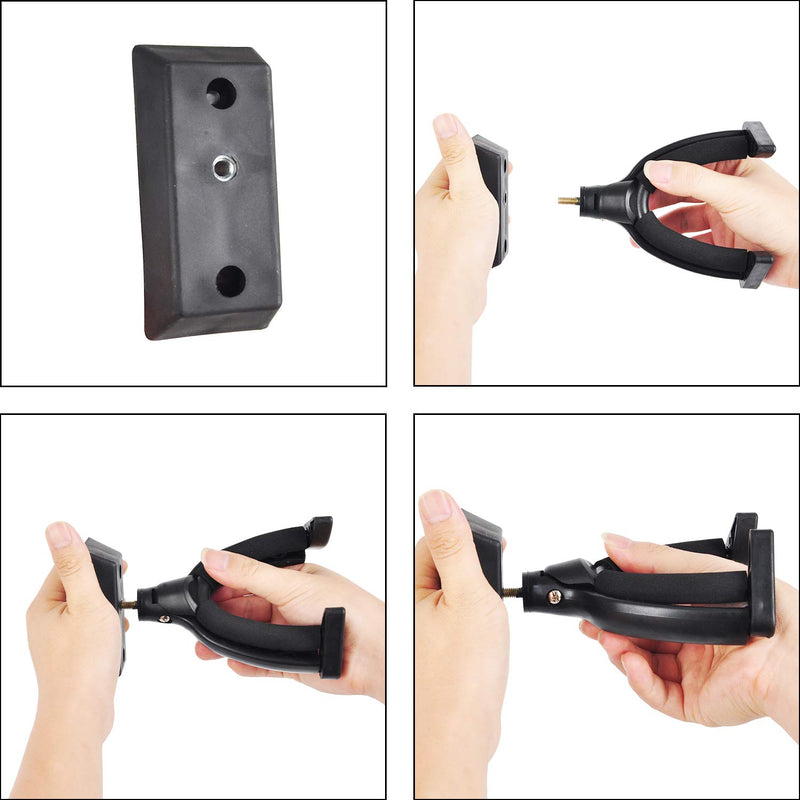Eastrock Guitar Wall Mount Hanger Auto Lock,Guitar Hanger Wall Hook Holder Stand for Acoustic, Electric, Classical, Bass Guitar Stand，Guitar Accessories (Black) Black