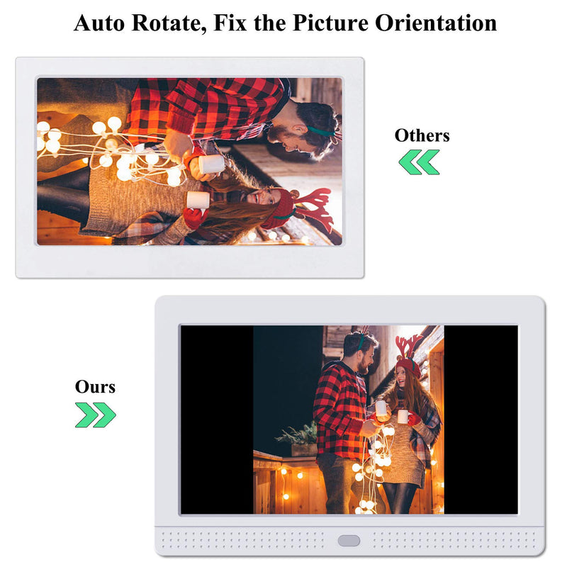 Atatat Digital Picture Frame with IPS Screen, 1080P Video, Background Music, Digital Picture Frame 1280x800 with Remote Control, Auto Rotate, Calendar, Time (7 Inch White) 7 inch