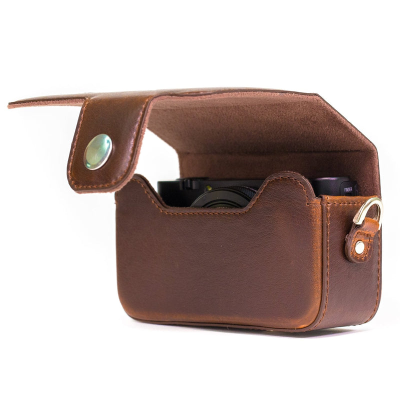 [AUSTRALIA] - MegaGear Leather Camera Case with Strap Compatible with Sony Cyber-Shot DSC-RX100 VII, DSC-RX100 VI, DSC-RX100 V, DSC-RX100 IV, DSC-RX100 III, DSC-RX100 II Dark Brown 