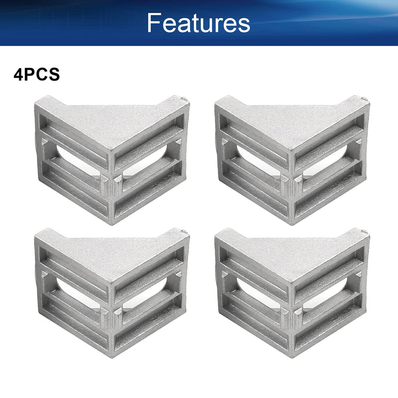 [AUSTRALIA] - Yinpecly Inside Corner Bracket Gusset Aluminum Alloy Interior Joint Bracket Suitable for 4040 Series with 8mm Slot Aluminum Extrusion Profile Silver Tone 4pcs 4040A Series 