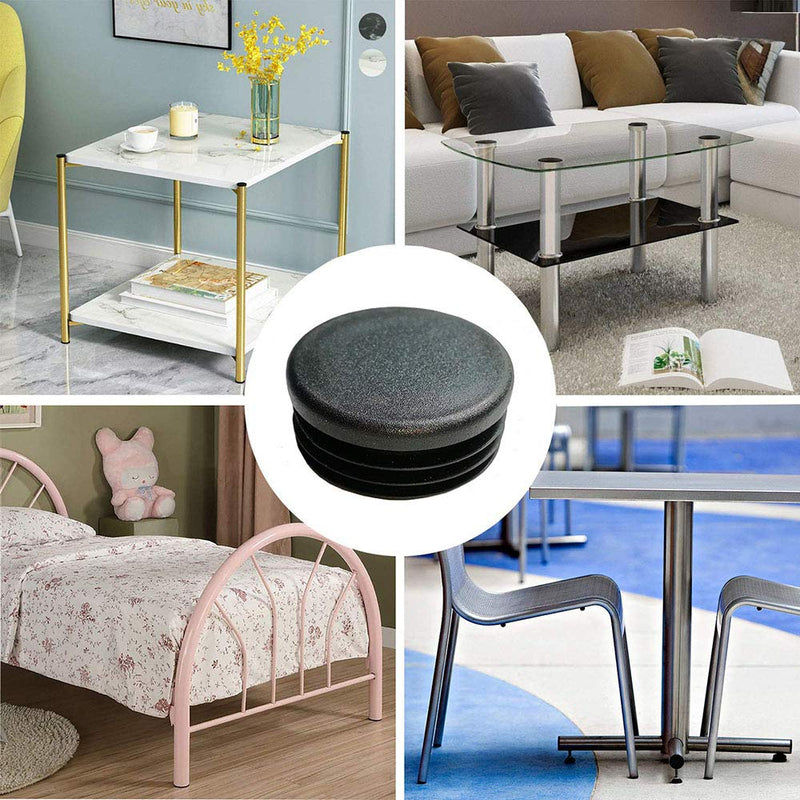 12 Pack 1 1/2 Inch(38mm) Round Plastic Plug, Pipe Tubing End Cap, Glide Insert Furniture Finishing Plug for Round Metal Tube 12