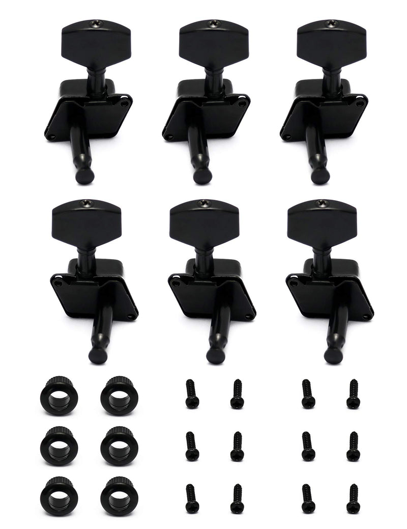 Metallor Semiclosed String Tuning Pegs Machine Heads Tuners 3L 3R Electric Acoustic Guitar parts Replacement Set of 6Pcs Black. 3L 3R-Black