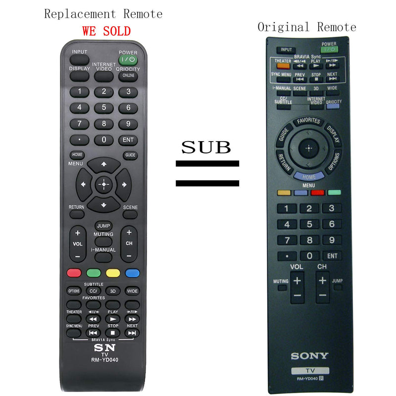 RM-YD040 Remote Control fit for Sony LCD TV KDL-70W830B KDL-70W840B KDL-70W850B KDL-70X830B XBR-40HX800 XBR-46HX800 XBR-46HX909 XBR-49X850B XBR-52HX909 XBR-55X850B XBR-55X900B XBR-65X850B XBR-65X900B