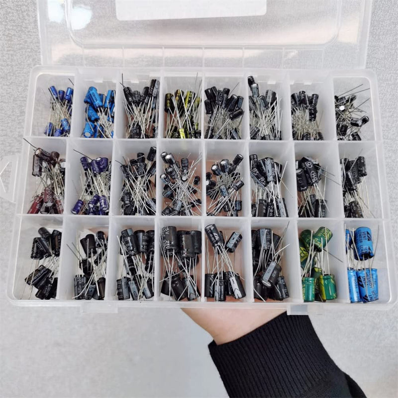 24 Values Aluminum Electrolytic Capacitors 500Pcs for DIY Range 0.1uF -1000uF