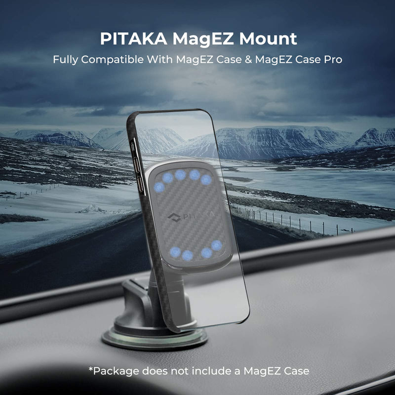 PITAKA Magnetic Car Mount for iPhone 7-12 Series, 360 Degree Adjustable Rotation Anti-Shake Car Phone Holder for iPhone, Galaxy, Smartphones [MagEZ Mount]-Suction Cup