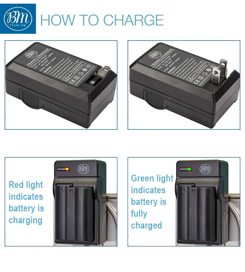 BM Premium 2 Pack of EN-EL15B Batteries and Battery Charger for Nikon Z6, Z7, D780, D850, D7500, 1 V1, D500, D600, D610, D750, D800, D800E, D810, D810A, D7000, D7100, D7200 Digital Cameras