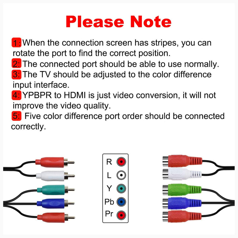 1080P YPbPr to HDMI Converter, 5RCA Video Audio to HDMI Converter, Support 1080P for DVD, VCD, PSP, PS2, Xbox 360, Nintendo NGC to New HDTV Monitor or Projector.