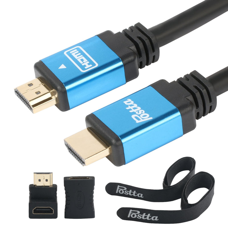 [AUSTRALIA] - HDMI Cable 30 Feet Postta Ultra HDMI 2.0V Cable with 2 Piece Cable Ties+2 Piece HDMI Adapters Support 4K 2160P,1080P,3D,Audio Return and Ethernet-Blue 30FT Blue 