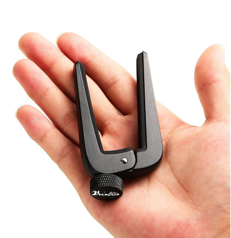 WINGO Wide Guitar Capo Fit for 6 and 12 String Acoustic Classical Electric Guitar,Bass,Mandolin,Banjos,Ukulele All Types String Instrument, Black Black Universal Capo