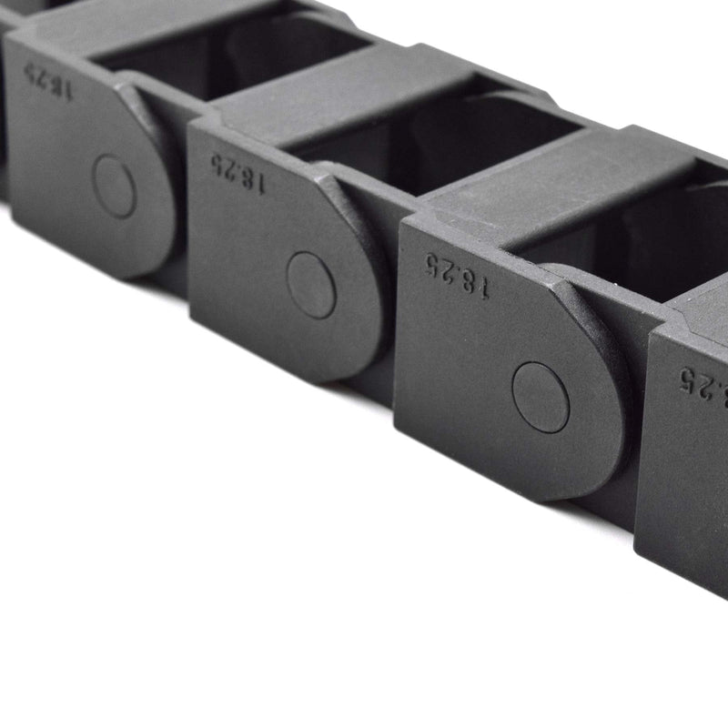 Plastic Drag Chain Cable Carrier Semi Closed with End Connectors R38 18 x 25mm L1000mm for Electrical CNC Router Machines