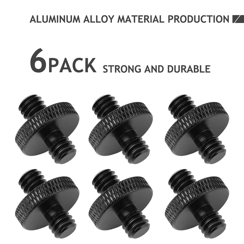 6 Pack 1/4" Male to 1/4" Male Threaded Tripod Screw Adapter Double Sided Standard Mounting Thread Converter for Camera Cage Mount Frgyee 1/4-1/4 Male 6pc