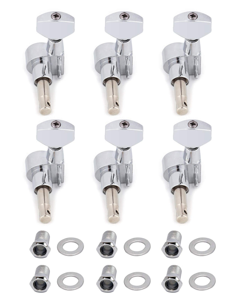 Metallor Sealed String Tuning Pegs Tuning Keys Grover Machines Heads Tuners 6 In Line Right Handed Electric Guitar Acoustic Guitar Parts Replacement Chrome.