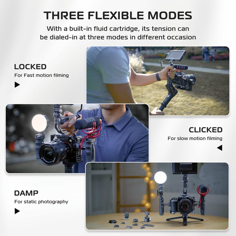 FALCAM F22 Dual Quick Release Field Monitor Mount Holder, Camera Monitor Mounting Adapter with Double 360° Rotation Ballheads, Aluminum Camera Accessory Kit with 1/4" Screws, Fits for 5" & 7" Monitor
