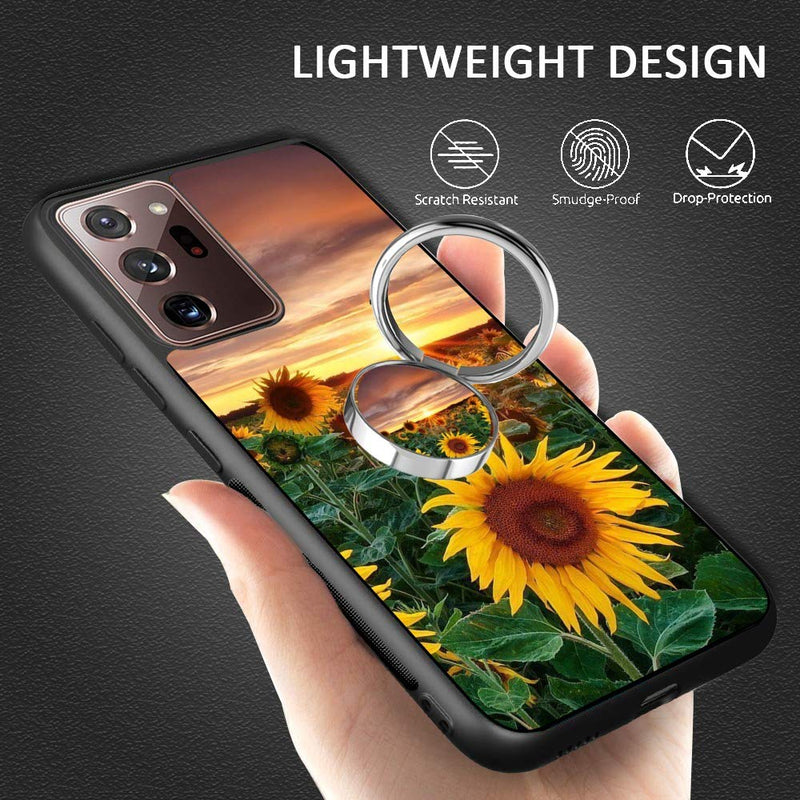 2020 Newly Samsung Galaxy Note 20 Ultra 5G Case Universal Custom Sunflower Samsung Galaxy Note 20 Ultra 5G Case with Ring Holder Kickstand Rotational Heavy Duty Armor Protective Soft TPU Bumper Shell