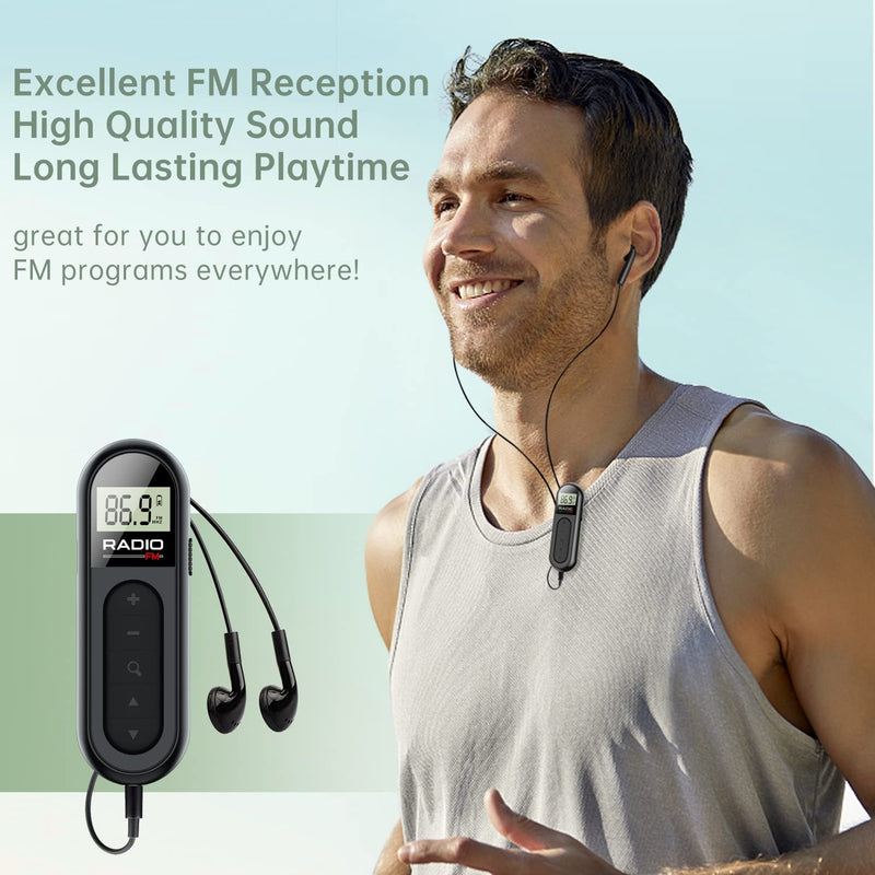 UMUTOO Personal Portable Pocket FM Radio, Rechargeable Transistor Walkman Radio with Best Reception, Long Battery Life, Stereo Headphones, Belt Clip, for Hiking, Walking, Jogging MI03 FM