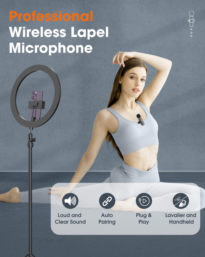 HEHOTTC Mini Wireless Lavalier Microphone for iPhone iPad - Noise Reduction Lapel Mic for Recording, Clip on Microphone, Omni Lav Mic for Video Recording, Content Creating, YouTube, Tiktok