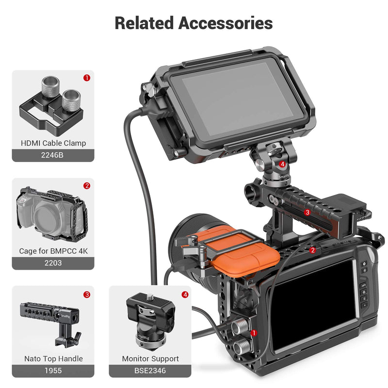 SMALLRIG Mount Bracket SSD Holder for LaCie Rugged SSD Compatible with SMALLRIG Cage for BMPCC 4K & 6K, Sigma FP, and Z CAM - 2814