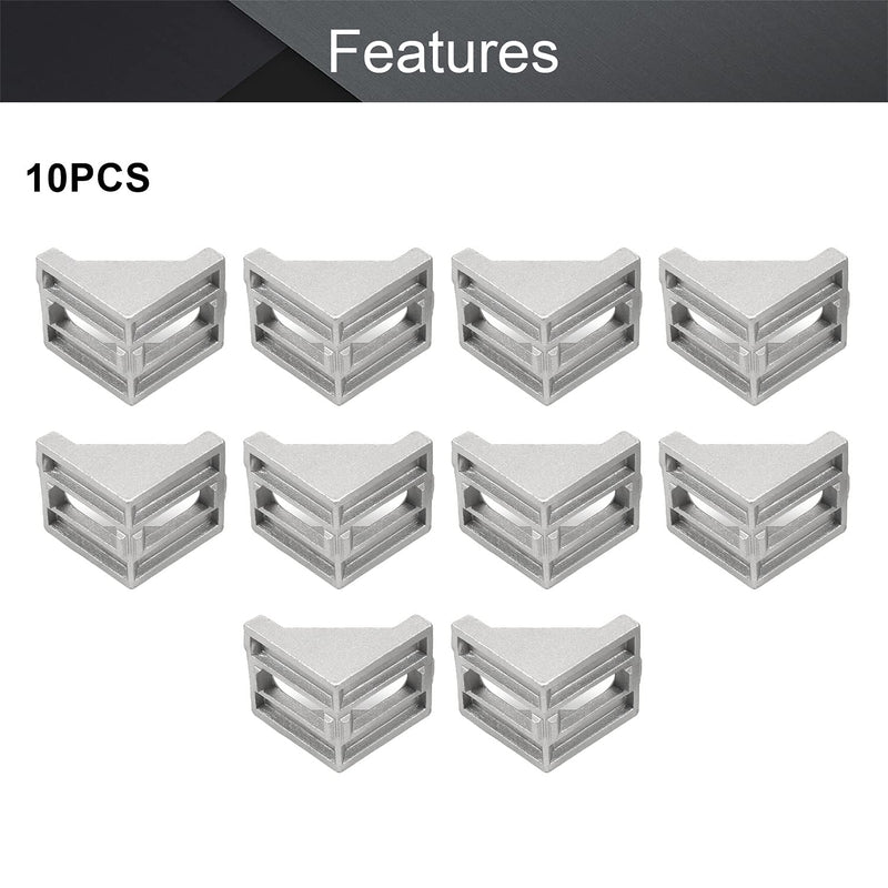 [AUSTRALIA] - MroMax 10PCS Inner Angle Bracket Gusset Aluminum Alloy Inner Joint Bracket Suitable for 4040 Series Aluminum Extrusion Profile Silver 