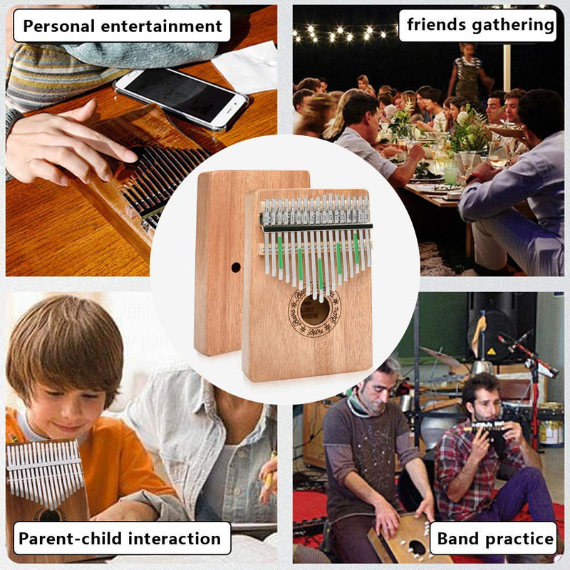 TIMESETL Kalimba 17 Keys Thumb Piano with Tune Hammer and Study Instruction, Solid Mahogany Wood Body Finger Piano Kalimba, Gift for Kids Adult Beginners Professional