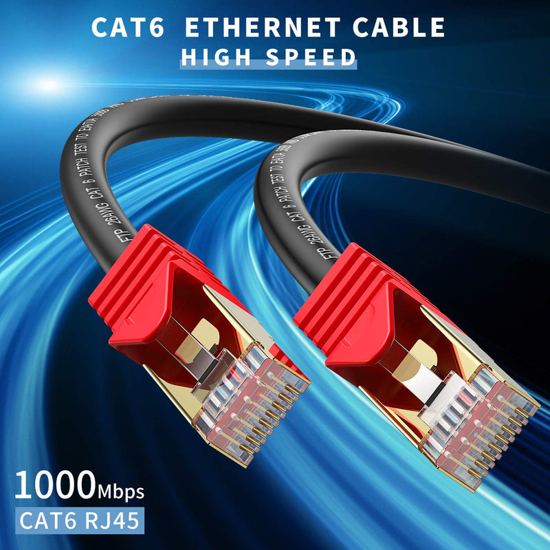 XXONE Outdoor Cat 6 Ethernet Cable 25ft, 26AWG Heavy-Duty Cat6 Networking Cord Patch Cable RJ45 LAN Wire Cable FTP Waterproof Direct Burial cat6-25ft