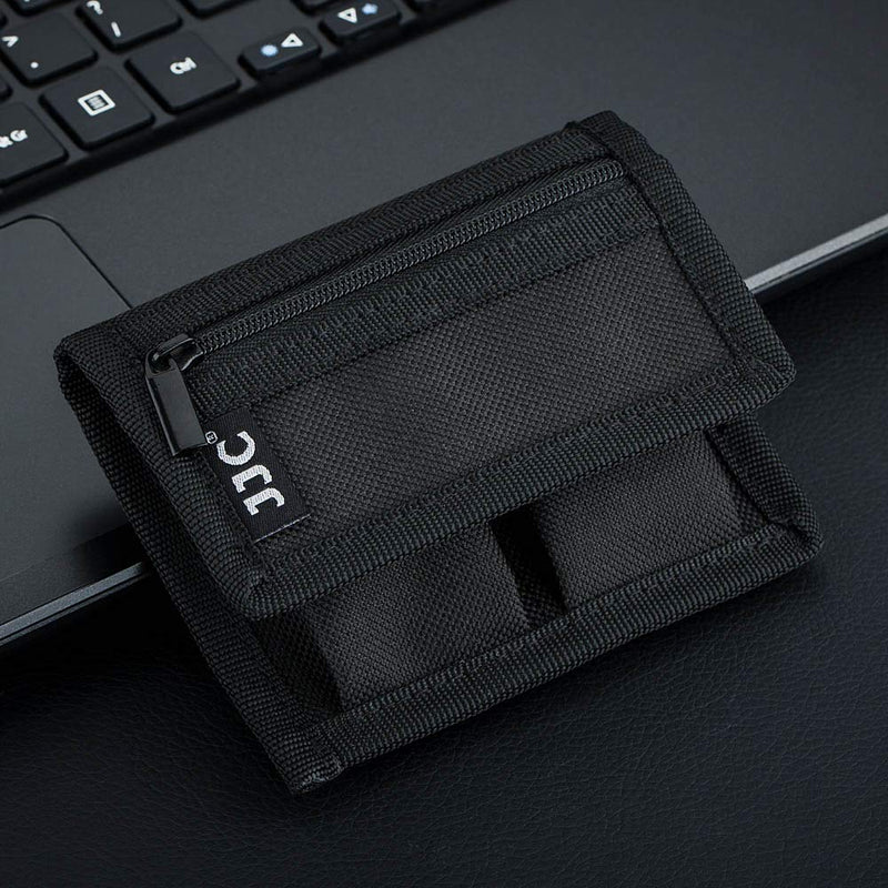 Camera Battery Pouch Holder Case for 2 PCS Sony NP-F550 NP-FW50 NP-FZ100 NP-BX1 Canon LP-E6 LP-E8 LP-E10 LP-E12 LP-E17 Fuji NP-W126 Nikon EN-EL14 EN-EL15 with Zipped Pocket to Store SD TF XQD CF Cards 2 Slot+1 Zippered Pockets