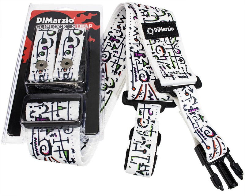 DiMarzio DD2242 - Steve Vai Cliplock Guitar Strap - Art Edition - White