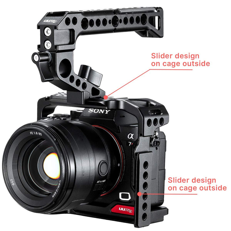 Camera Cage for Sony A7III, UURig Aluminum Alloy Film Movie Making Camera Video Cage for Sony A7RIII to Mount Video Lighting,Microphone and Monitor for Vlogging,YouTube Streaming etc