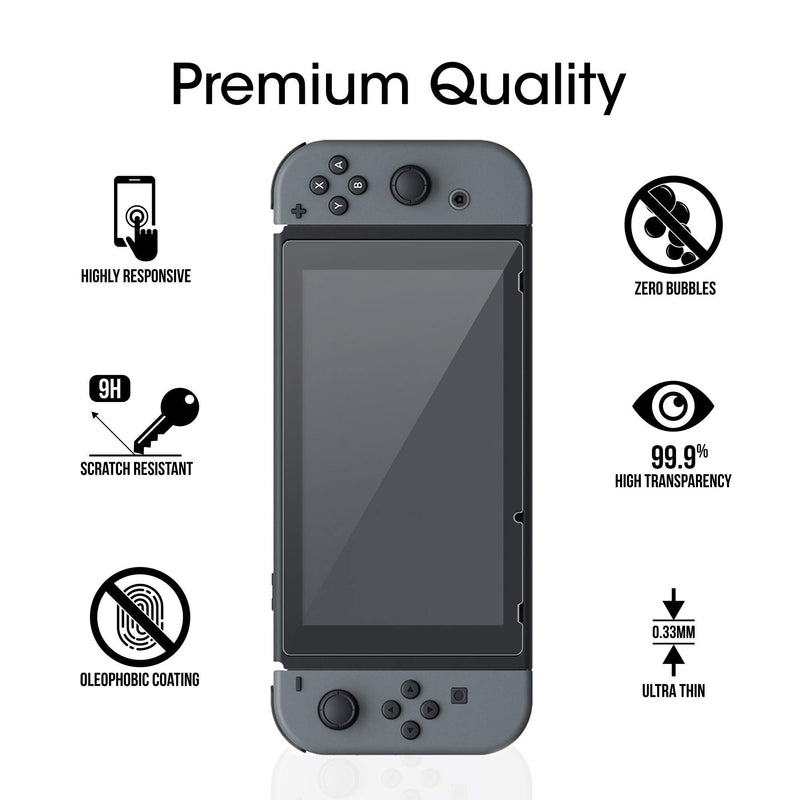 amFilm Tempered Glass Screen Protector for Nintendo Switch 2017 (2-Pack)