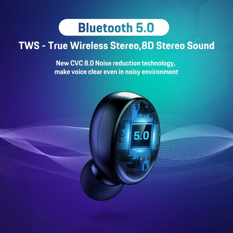 Bluetooth Earbuds5.0, Ownta Bluetooth Headphones with 2000mAh Charging Case,LED Power Display Screen,IPX8 Sports Headsets,Bass Stereo Sound Built in Mic Compatible with iPhone/Samsung/iPad FZ006