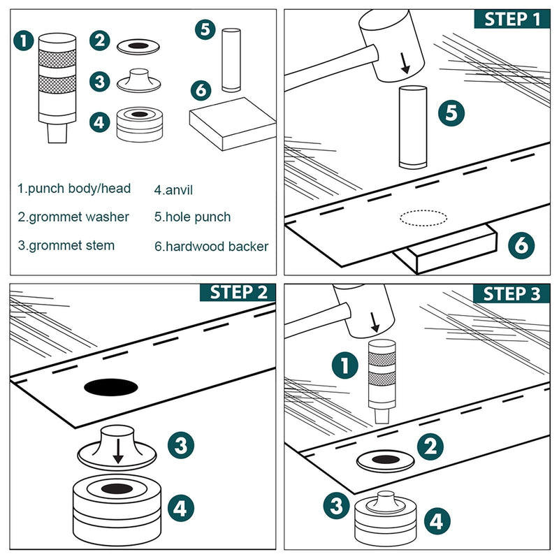 Grommet Kit, NEU MASTER 3/8" and 1/2" Solid Brass Grommets with Eyelets Setting Tool and Storage Box, NH1003K