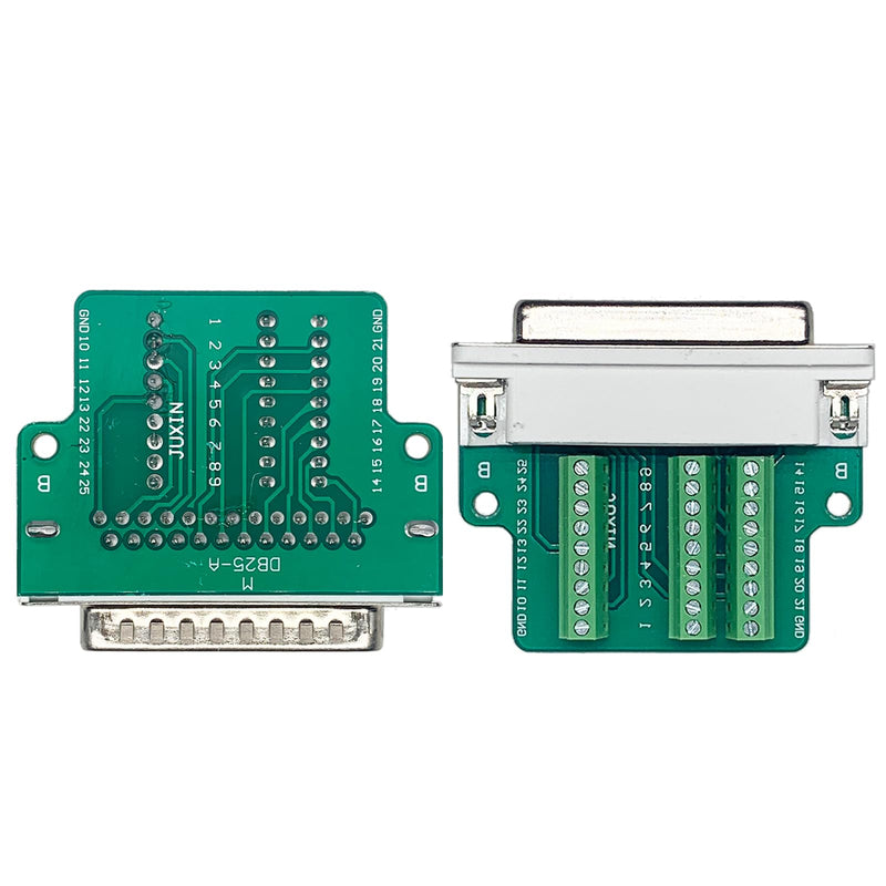 Jienk 2PCS DB25 Breakout Board Connector, RS232 D-SUB Serial Thinner 25 Pin Port Terminal Solderfree Adapter with Case Accessories (M/F) M/F