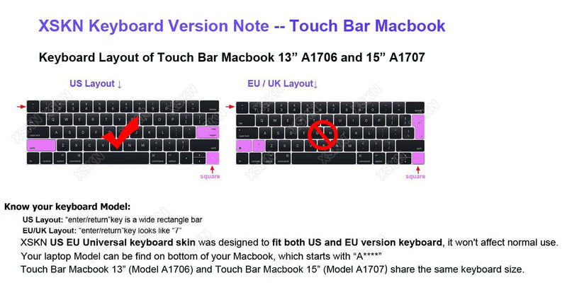 XSKN Arabic Silicone Keyboard Skin and Touchbar Protector for 2016 Newest MacBook Pro 13" MacBookPro 15" with Touch Bar Retina Display A1706 A1707 (2016 Oct. Release), US Version (Black)