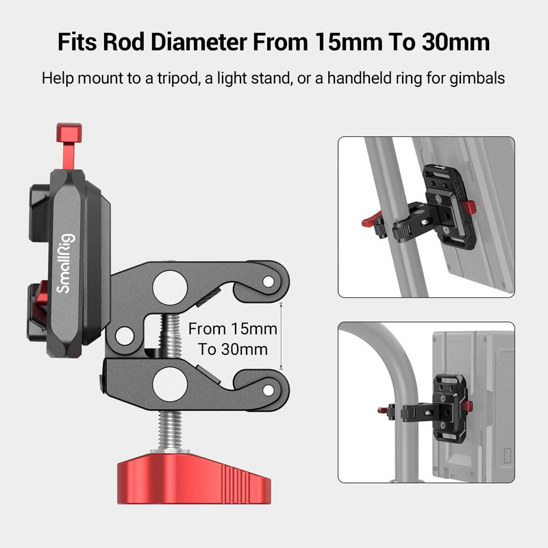 SMALLRIG Mini V-Lock Mount Battery Plate with Crab-Shaped Clamp - 2989