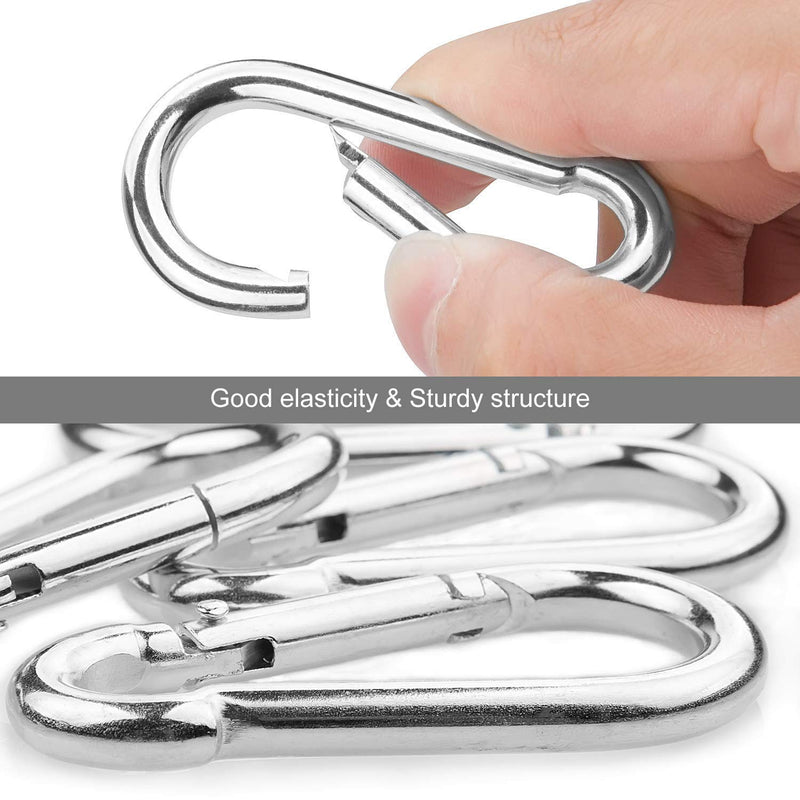 Acrux7 20 Pack 1.57inch Spring Snaps, Heavy Duty Spring Snap Hook for Connecting Hiking Traveling Fishing(200lbs Capacity, M4 x 40mm) 4x40mm Silver