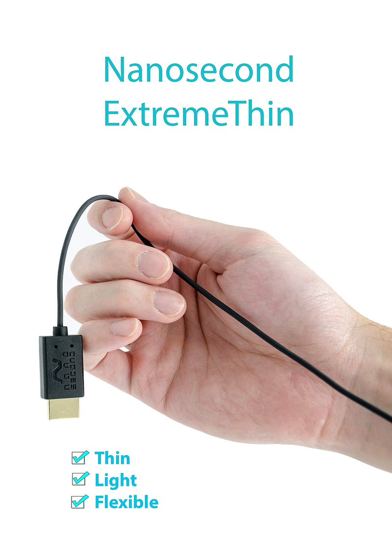 [AUSTRALIA] - Nanosecond Extreme Slim 2.6’ Micro HDMI Cable – World’s Thinnest and Most Flexible HDMI Cable. (2.6 Ft / 0.8m) High-Speed Supports Full 1080P, 4K, UltraHD, 3D, Ethernet, and Audio Return Channel 