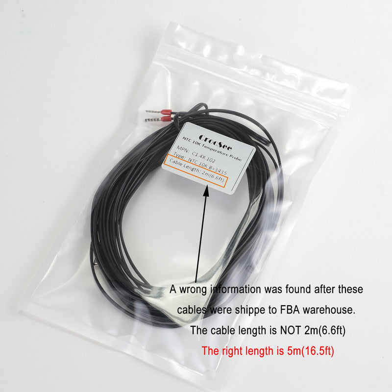 CrocSee NTC 10K 5 Meters Temperature Sensor Probe