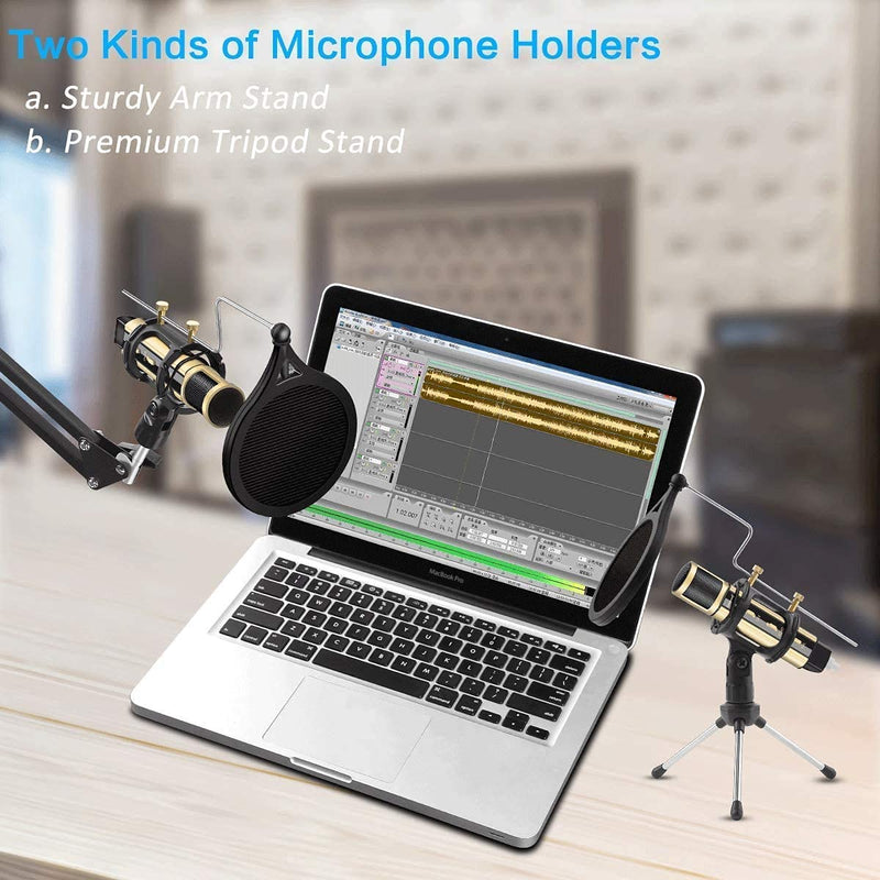 USB Microphone, ZealSound Condenser Microphone Kit For Phone, PC, Laptop w/Boom Arm, Desk Tripod Stand, Shock Mount, Pop Filter for Recording, Podcasts, Streaming, Meeting, YouTube ASMR