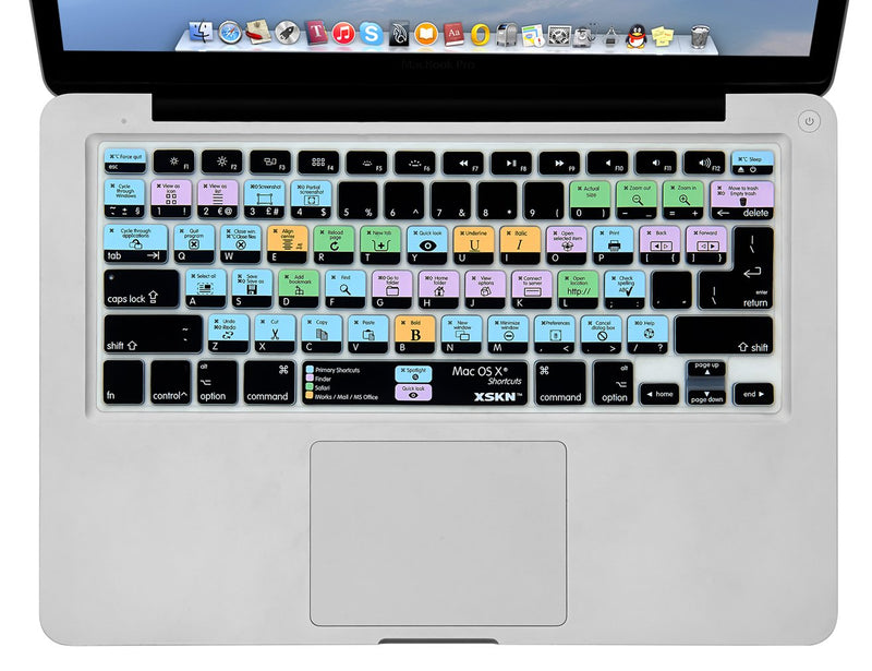 XSKN Mac OS X Shortcut Silicone US and EU Common Version Keyboard Skin Cover for 2015 and Before 2015 Released MacBook Air Pro 13 15 17 Inch A1278 A1286 A1297 A1342 A1369 A1398 A1425 A1466 A1502 A1314