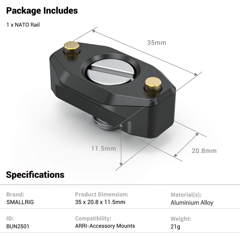 SmallRig NATO Rail with Locating Screw for ARRI 35mm BUN2501B