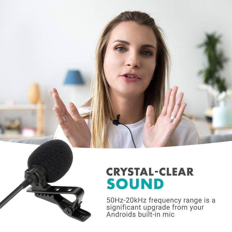 Movo uLav - Wired Omnidirectional USB-C Lavalier Clip On Microphone - External Clip On Mic for Android Smartphone, iPad Pro, USB Type-C Devices - Lapel Microphone for YouTube, Vlogging, Interviews
