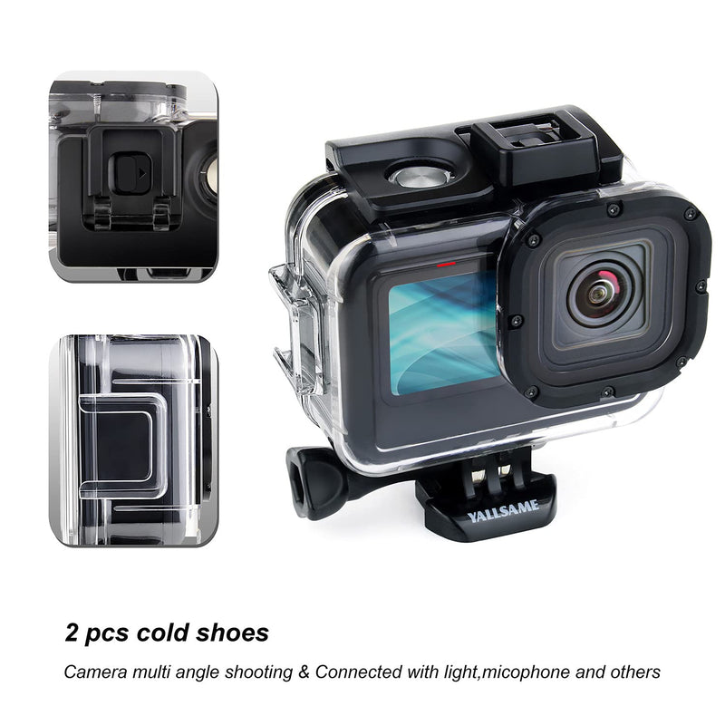 YALLSAME Side Open Case for GoPro Hero 10 9 Black Skeleton Housing Protective Frame Mount Case Features 2 Cold-Shoe Mount and Side Opening for Charging Accessory for GoPro 10 9 Black Housing case for Hero9 10