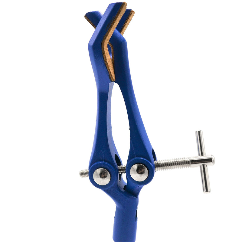 3 Finger, Cork Lined Extension Clamp on Stainless Steel Rod - 3.4" Max Clamp Opening, 5.5" Connecting Rod - Zinc Alloy Clamp - Research, Industrial Laboratory Grade - Eisco Labs