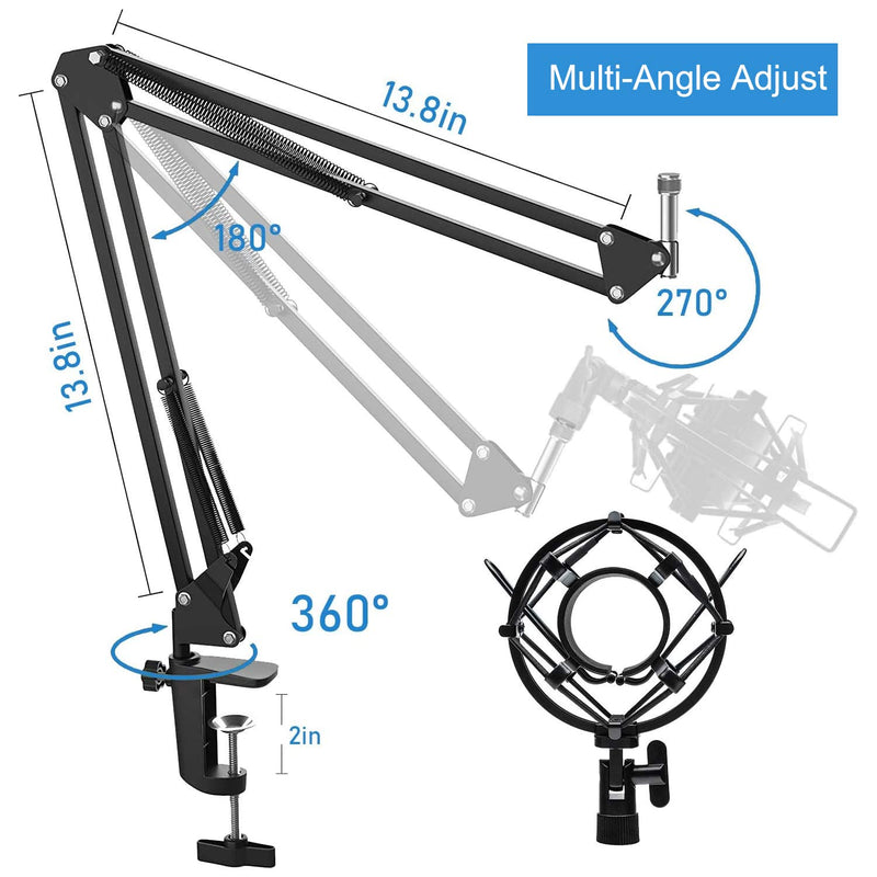 USB Microphone Kit, VeGue 192KHZ/24Bit Streaming Podcast PC Condenser Computer Mic Set for Gaming, YouTube Video, Recording Music, Voice Over, Studio Mic with Adjustable Arm Stand (VG-016)